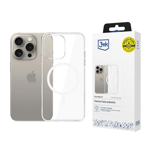 Coque MagSafe pour Apple iPhone 15 Pro Max, 3MK, Clear MagCase, Transparente