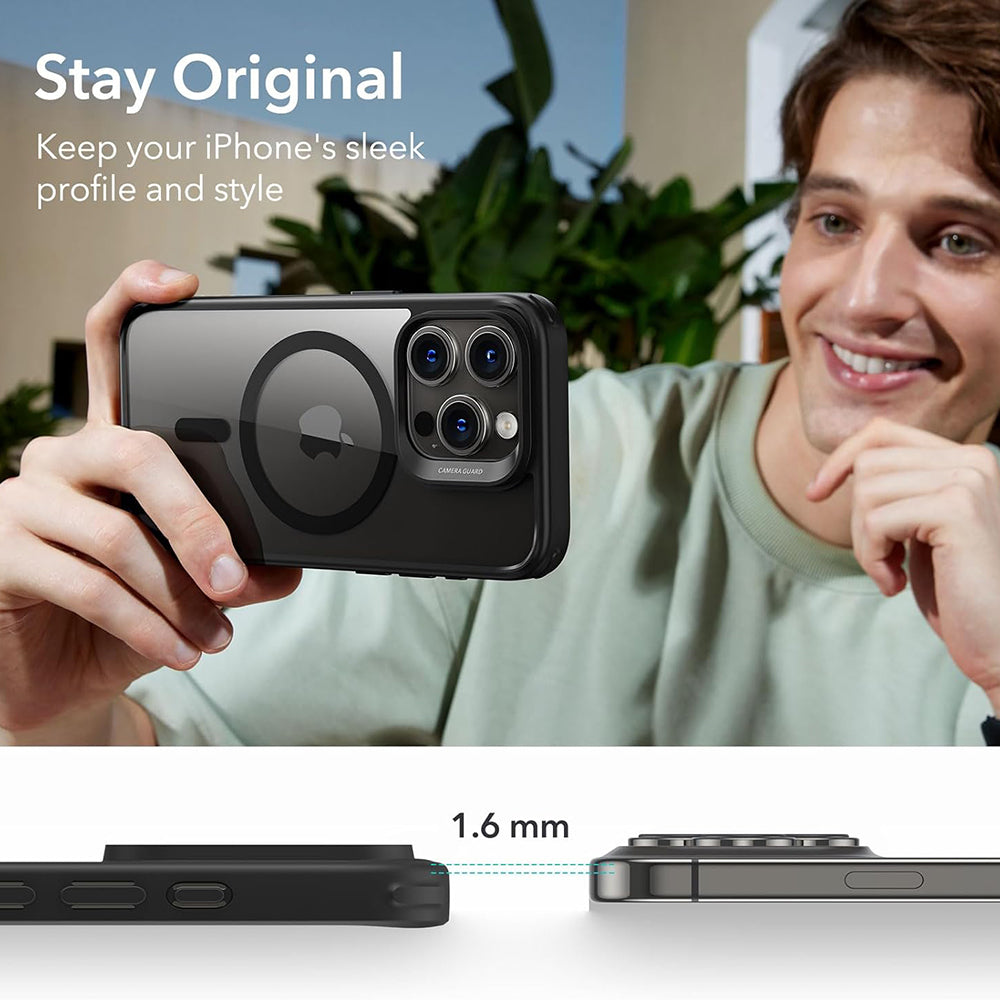 Coque MagSafe pour Apple iPhone 15 Pro Max, ESR, Classic Hybrid, Noire Transparente