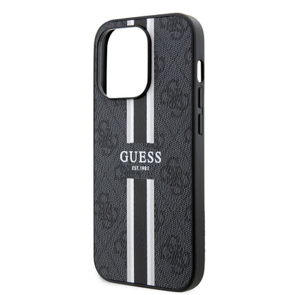 Étui MagSafe pour Apple iPhone 15 Pro Max, Guess, 4G Printed Stripes, Noir