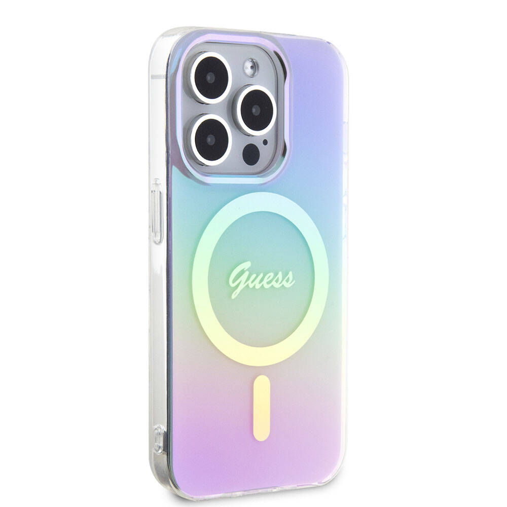 Coque MagSafe pour Apple iPhone 15 Pro Max, Guess, IML Iridescent, Violet