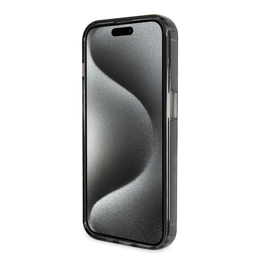 Coque MagSafe pour Apple iPhone 15 Pro Max, Guess, IML Ring Stand Glitter, Noire