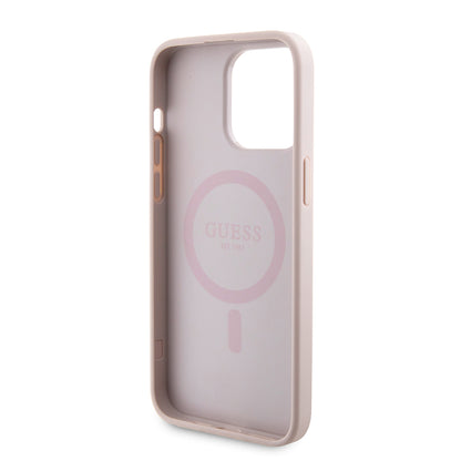 MagSafe Case for Apple iPhone 15 Pro Max, Guess, Powerbank 4G Metal Logo, Pink