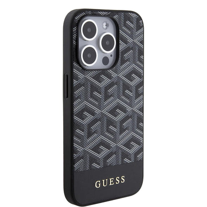 Étui MagSafe pour Apple iPhone 15 Pro Max, Guess, PU G Cube, Noir GUHMP15XHGCFSEK