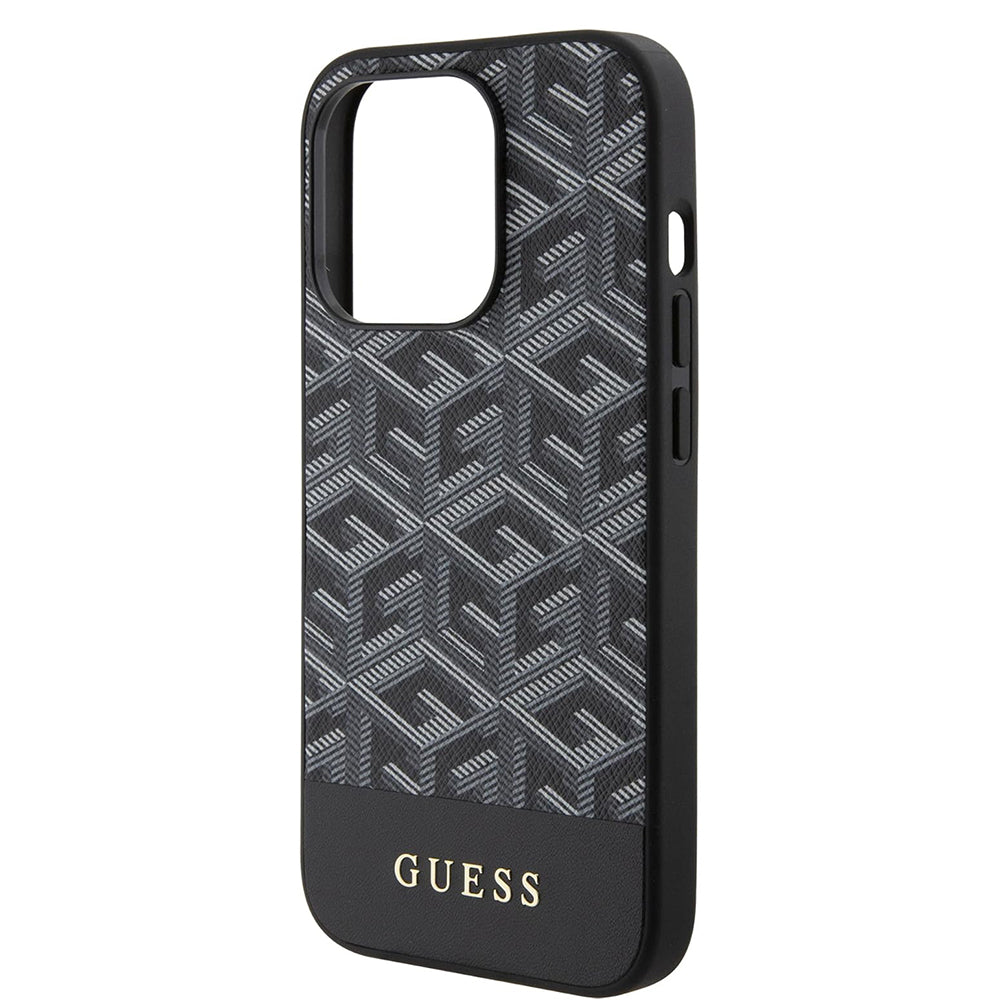 Étui MagSafe pour Apple iPhone 15 Pro Max, Guess, PU G Cube, Noir GUHMP15XHGCFSEK