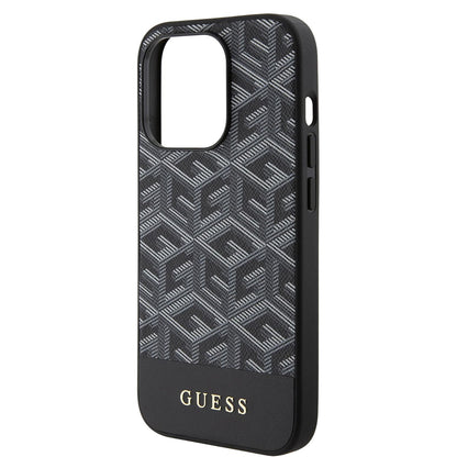 Étui MagSafe pour Apple iPhone 15 Pro Max, Guess, PU G Cube, Noir GUHMP15XHGCFSEK