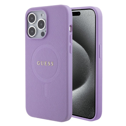 Étui MagSafe pour Apple iPhone 15 Pro Max, Guess, Saffiano, Mauve