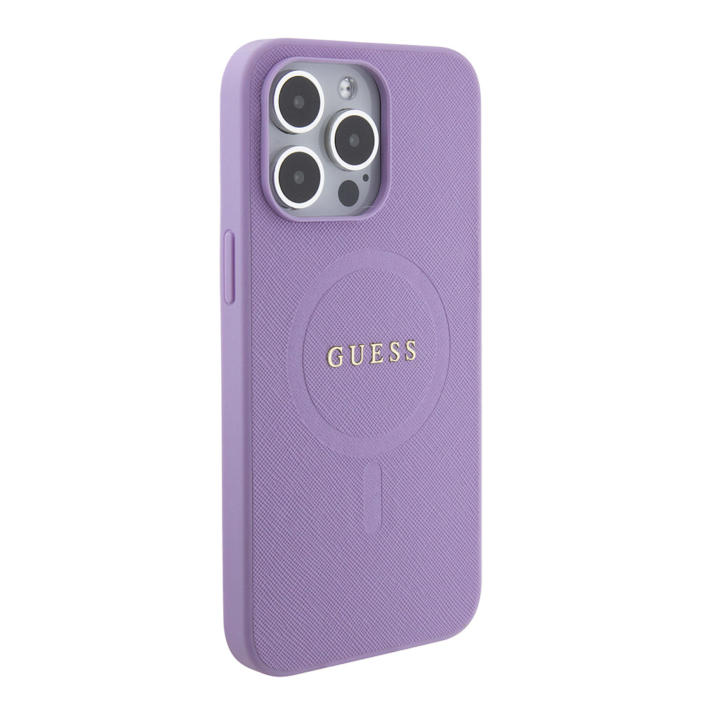 Étui MagSafe pour Apple iPhone 15 Pro Max, Guess, Saffiano, Mauve