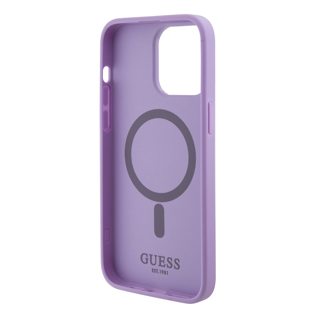 Étui MagSafe pour Apple iPhone 15 Pro Max, Guess, Saffiano, Mauve