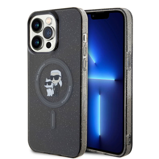 MagSafe Case for Apple iPhone 15 Pro Max, Karl Lagerfeld, Glitter, Black