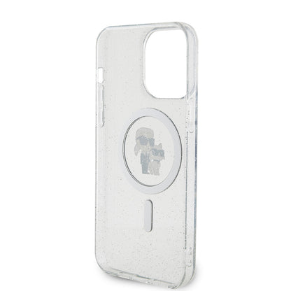 MagSafe Case for Apple iPhone 15 Pro Max, Karl Lagerfeld, Glitter, Transparent