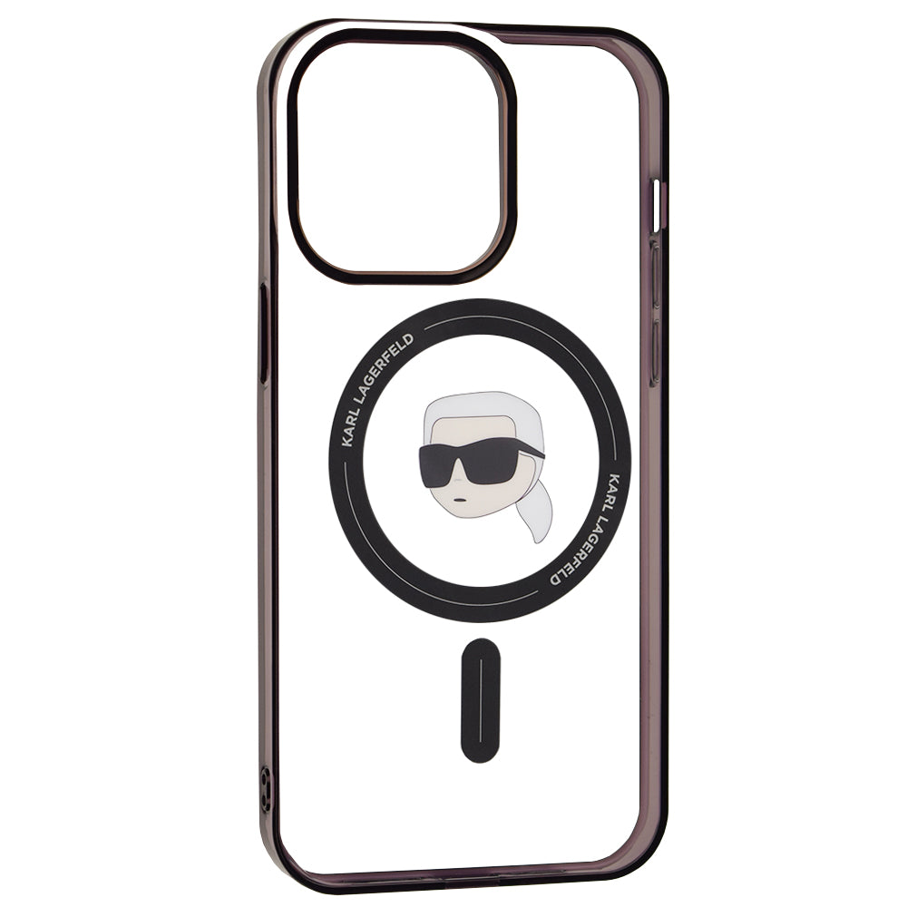 Coque MagSafe pour Apple iPhone 15 Pro Max, Karl Lagerfeld, IML Karl's Head, Transparente