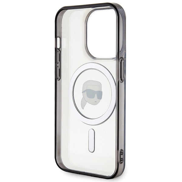 Coque MagSafe pour Apple iPhone 15 Pro Max, Karl Lagerfeld, IML Karl's Head, Transparente