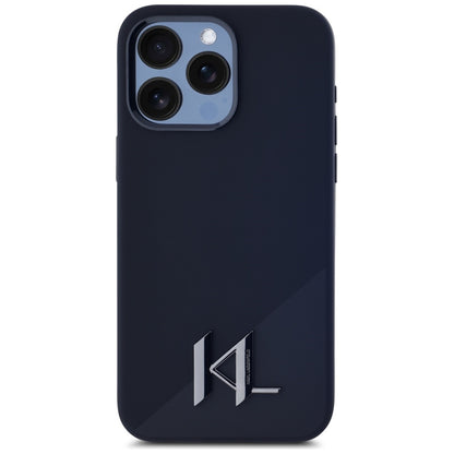 Coque MagSafe pour Apple iPhone 15 Pro Max, Karl Lagerfeld, Silicone Shadow Metal Initial, Noire