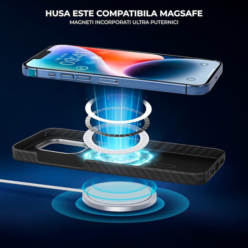 Coque MagSafe pour Apple iPhone 15 Pro Max, Techsuit, Fibre d'aramide, Noire