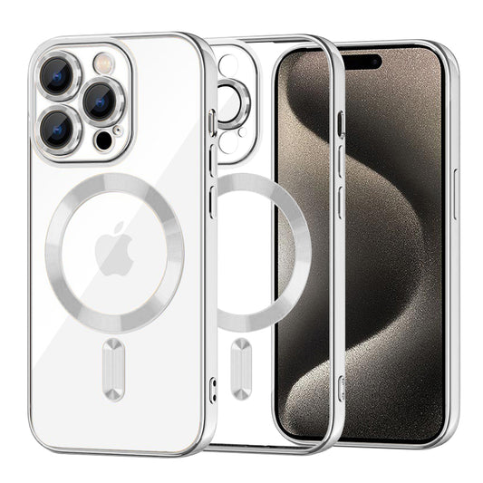 Coque MagSafe pour Apple iPhone 15 Pro Max, Techsuit, Luxury Crystal, Argentée