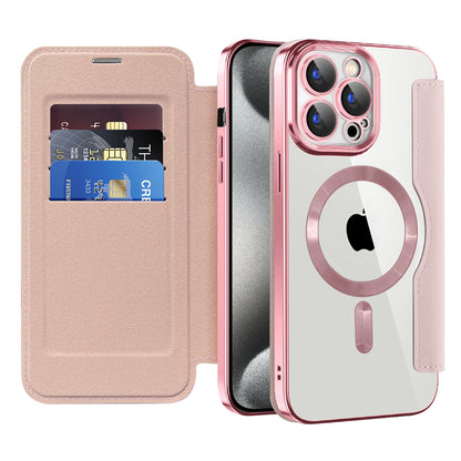 Coque MagSafe pour Apple iPhone 15 Pro Max, Techsuit, SmartMag Book, Rose
