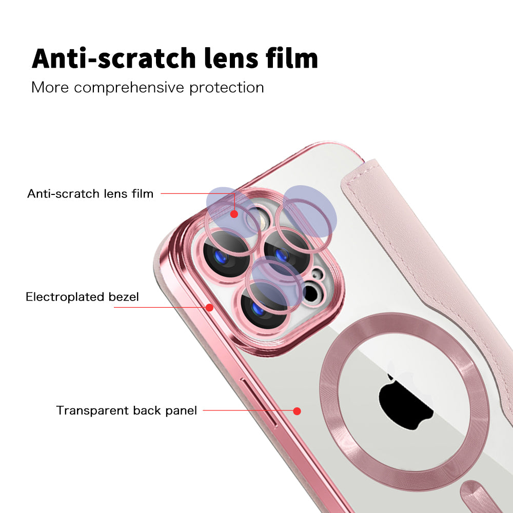 Coque MagSafe pour Apple iPhone 15 Pro Max, Techsuit, SmartMag Book, Rose