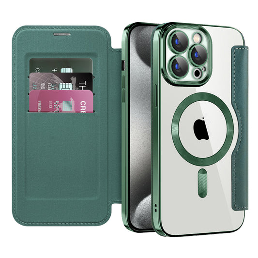 Coque MagSafe pour Apple iPhone 15 Pro Max, Techsuit, SmartMag Book, Vert