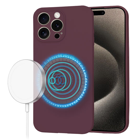 Coque MagSafe pour Apple iPhone 15 Pro Max, Techsuit, SoftFlex, Bordeaux
