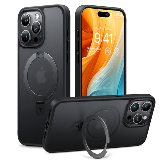 Étui MagSafe pour Apple iPhone 15 Pro Max, Torras, Ostand, Noir