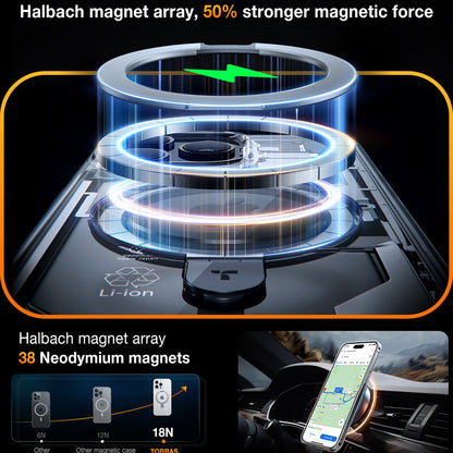 Coque MagSafe pour Apple iPhone 15 Pro Max, Torras, Ostand, Transparente