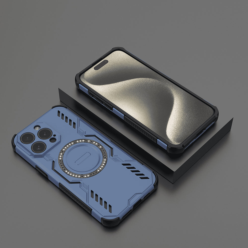 Coque MagSafe pour Apple iPhone 15 Pro, Techsuit, ArmorMag, Bleue