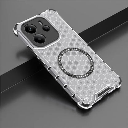 Coque MagSafe pour Apple iPhone 15 Pro, Techsuit, HoneyComb Shield, Blanche
