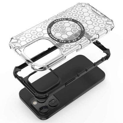 MagSafe Case for Apple iPhone 15 Pro, Techsuit, HoneyComb Shield, Black