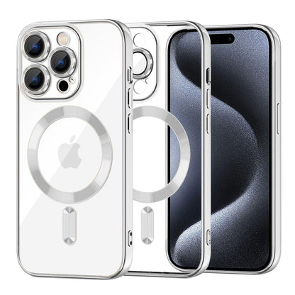 Coque MagSafe pour Apple iPhone 15 Pro, Techsuit, Luxury Crystal, Argentée
