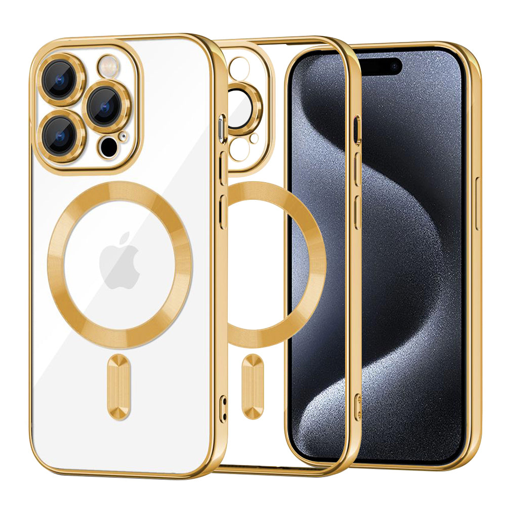 Coque MagSafe pour Apple iPhone 15 Pro, Techsuit, Luxury Crystal, Dorée