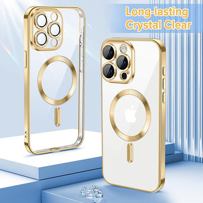 Coque MagSafe pour Apple iPhone 15 Pro, Techsuit, Luxury Crystal, Dorée