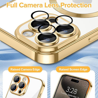 Coque MagSafe pour Apple iPhone 15 Pro, Techsuit, Luxury Crystal, Dorée