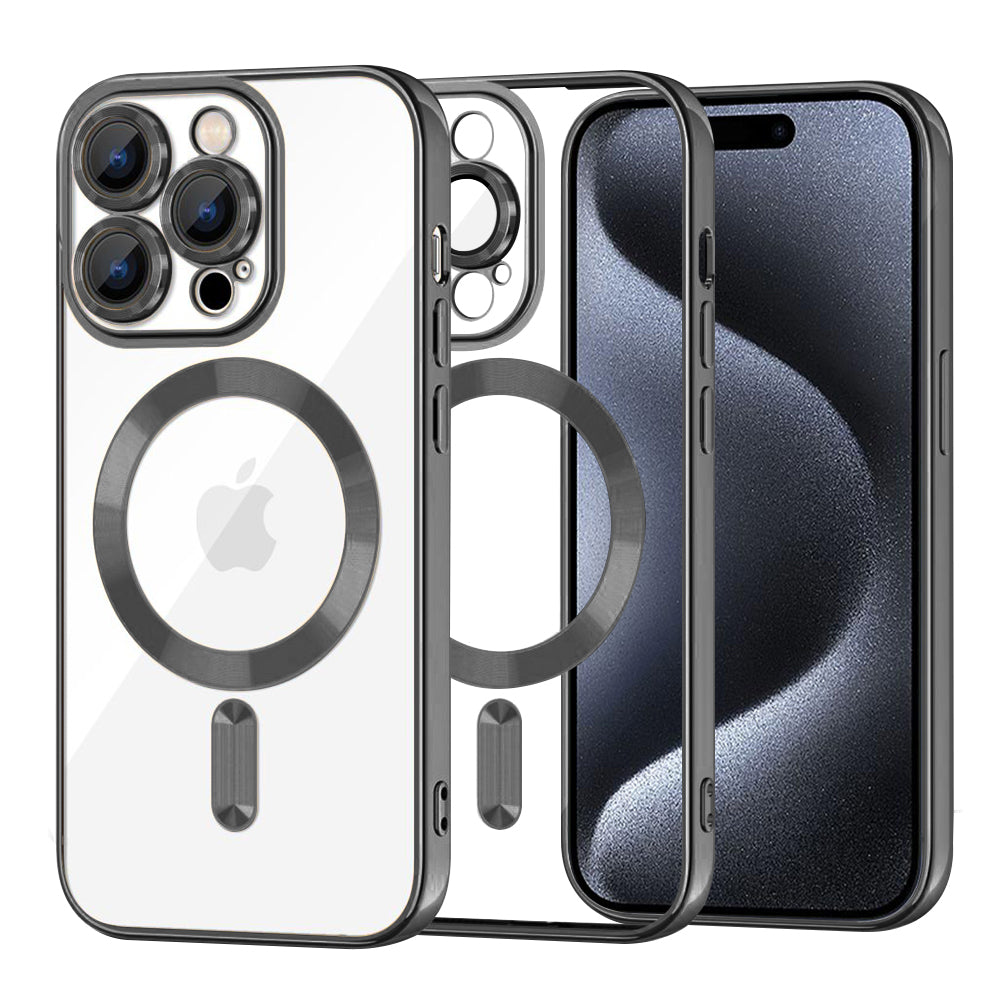 MagSafe Case for Apple iPhone 15 Pro, Techsuit, Luxury Crystal, Black