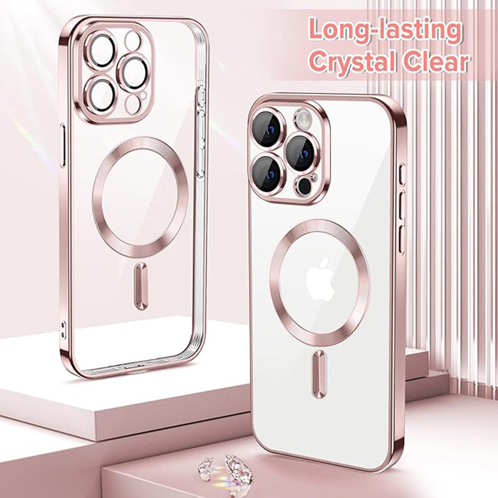 Coque MagSafe pour Apple iPhone 15 Pro, Techsuit, Luxury Crystal, Rose