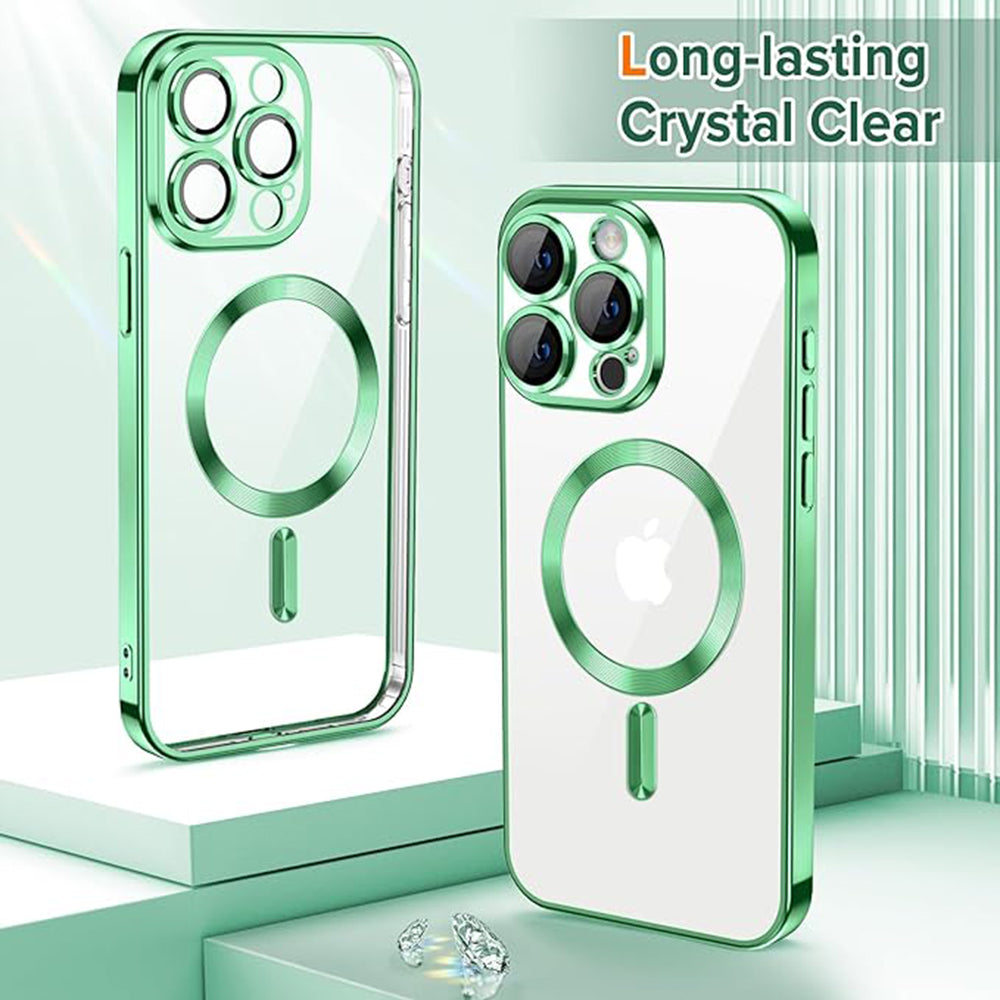 Coque MagSafe pour Apple iPhone 15 Pro, Techsuit, Luxury Crystal, Vert Clair