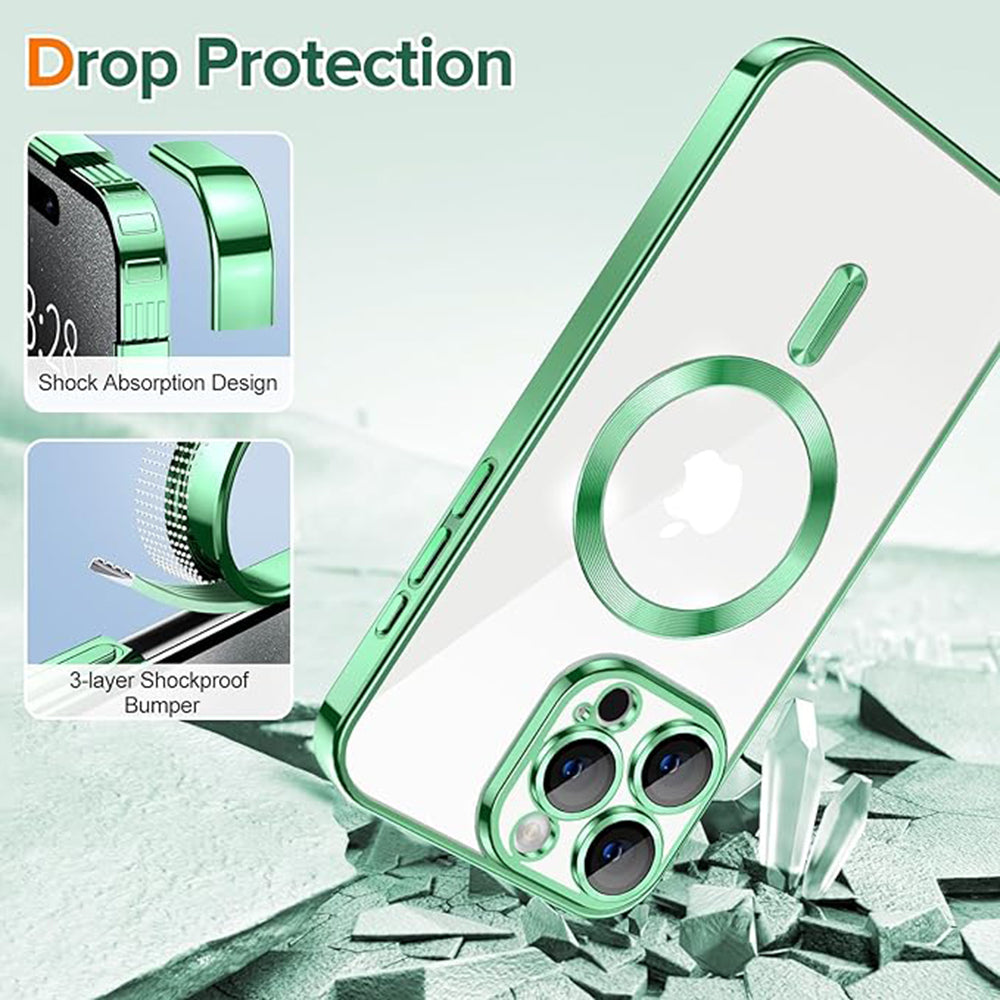 Coque MagSafe pour Apple iPhone 15 Pro, Techsuit, Luxury Crystal, Vert Clair