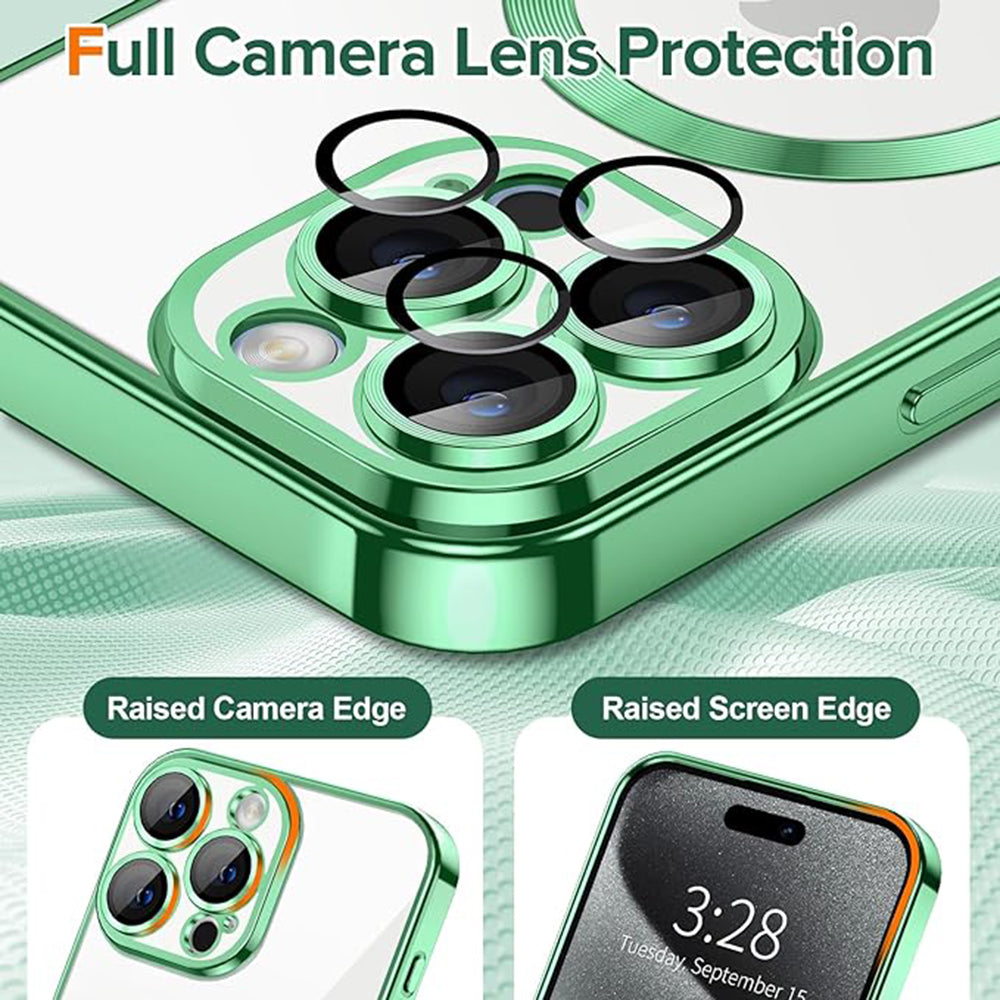 Coque MagSafe pour Apple iPhone 15 Pro, Techsuit, Luxury Crystal, Vert Clair