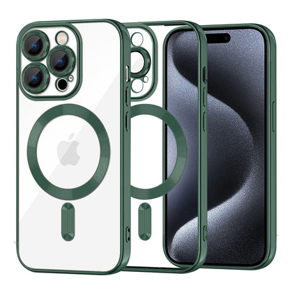Coque MagSafe pour Apple iPhone 15 Pro, Techsuit, Luxury Crystal, Vert Foncé