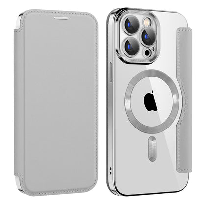 MagSafe Case for Apple iPhone 15 Pro, Techsuit, SmartMag Book, Gray