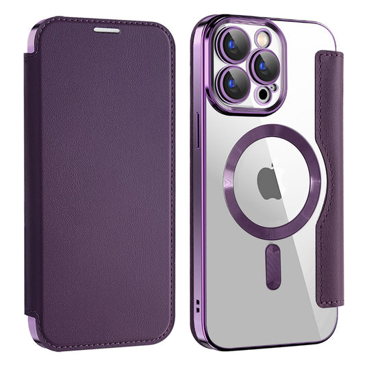 Coque MagSafe pour Apple iPhone 15 Pro, Techsuit, SmartMag Book, Violet