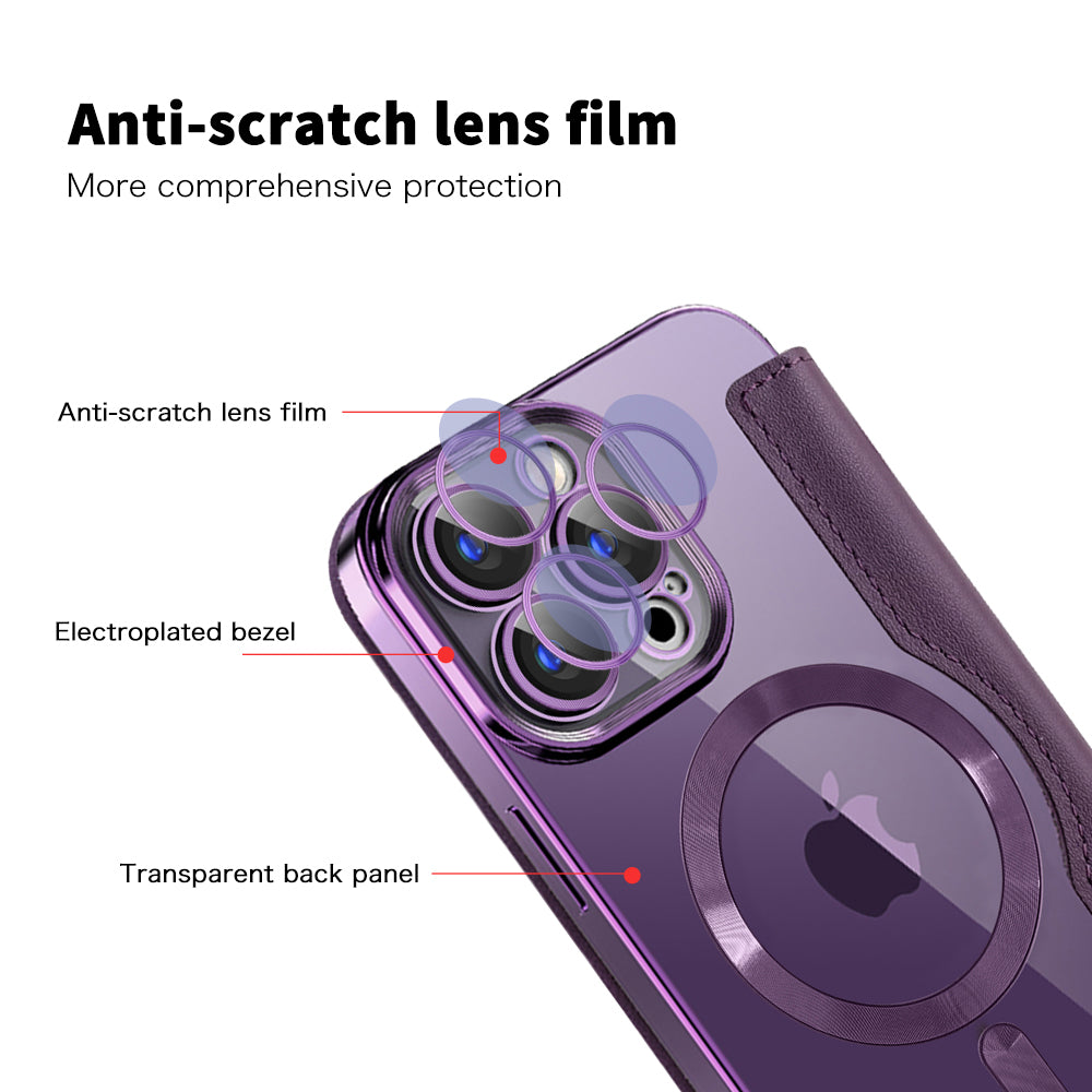 Coque MagSafe pour Apple iPhone 15 Pro, Techsuit, SmartMag Book, Violet