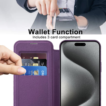 Coque MagSafe pour Apple iPhone 15 Pro, Techsuit, SmartMag Book, Violet