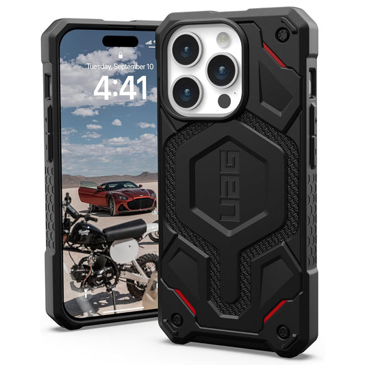 Coque MagSafe pour Apple iPhone 15 Pro, Urban Armor Gear, Monarch Pro Kevlar, Noire