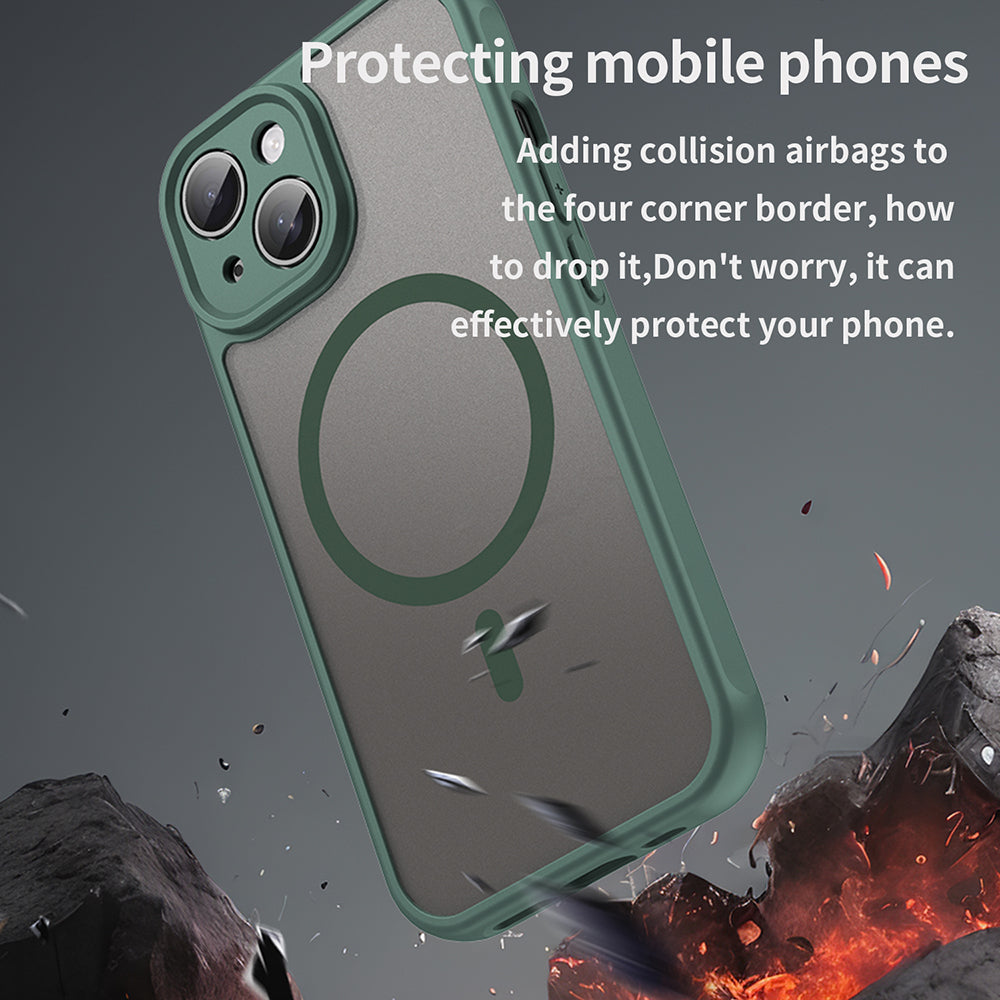 MagSafe Case for Apple iPhone 15, Techsuit, HaloFrost II, Green