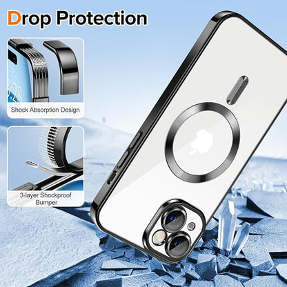 Coque MagSafe pour Apple iPhone 15, Techsuit, Luxury Crystal, Noire