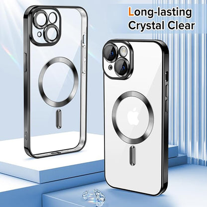 Coque MagSafe pour Apple iPhone 15, Techsuit, Luxury Crystal, Noire