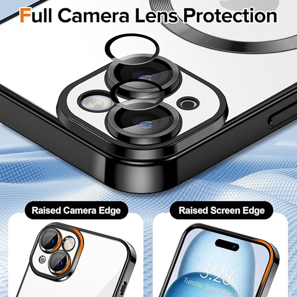 Coque MagSafe pour Apple iPhone 15, Techsuit, Luxury Crystal, Noire