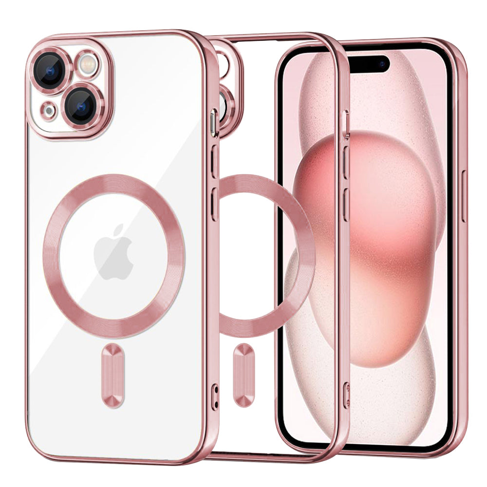 Coque MagSafe pour Apple iPhone 15, Techsuit, Luxury Crystal, Rose