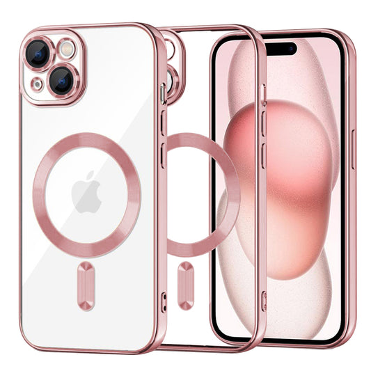 Coque MagSafe pour Apple iPhone 15, Techsuit, Luxury Crystal, Rose