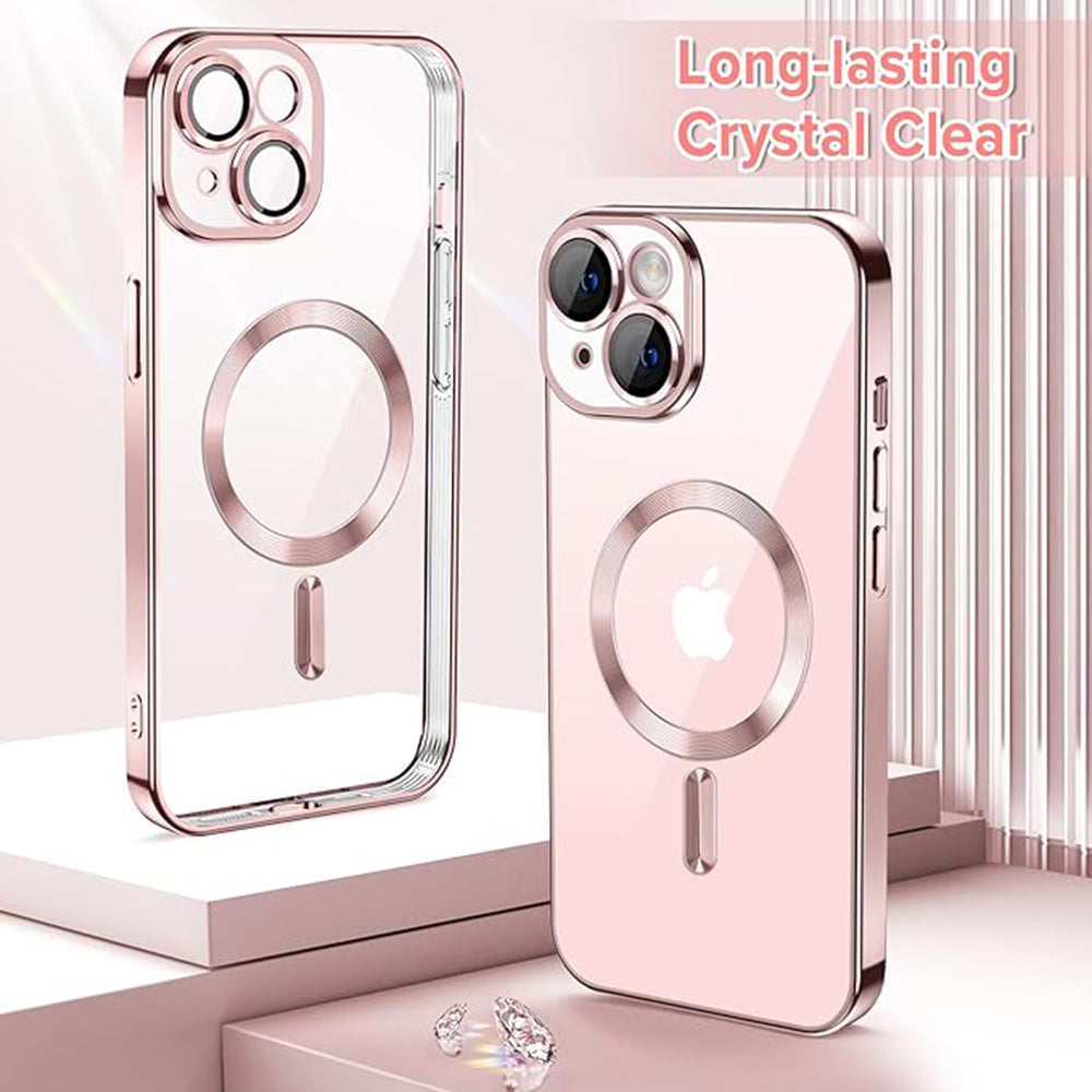 Coque MagSafe pour Apple iPhone 15, Techsuit, Luxury Crystal, Rose